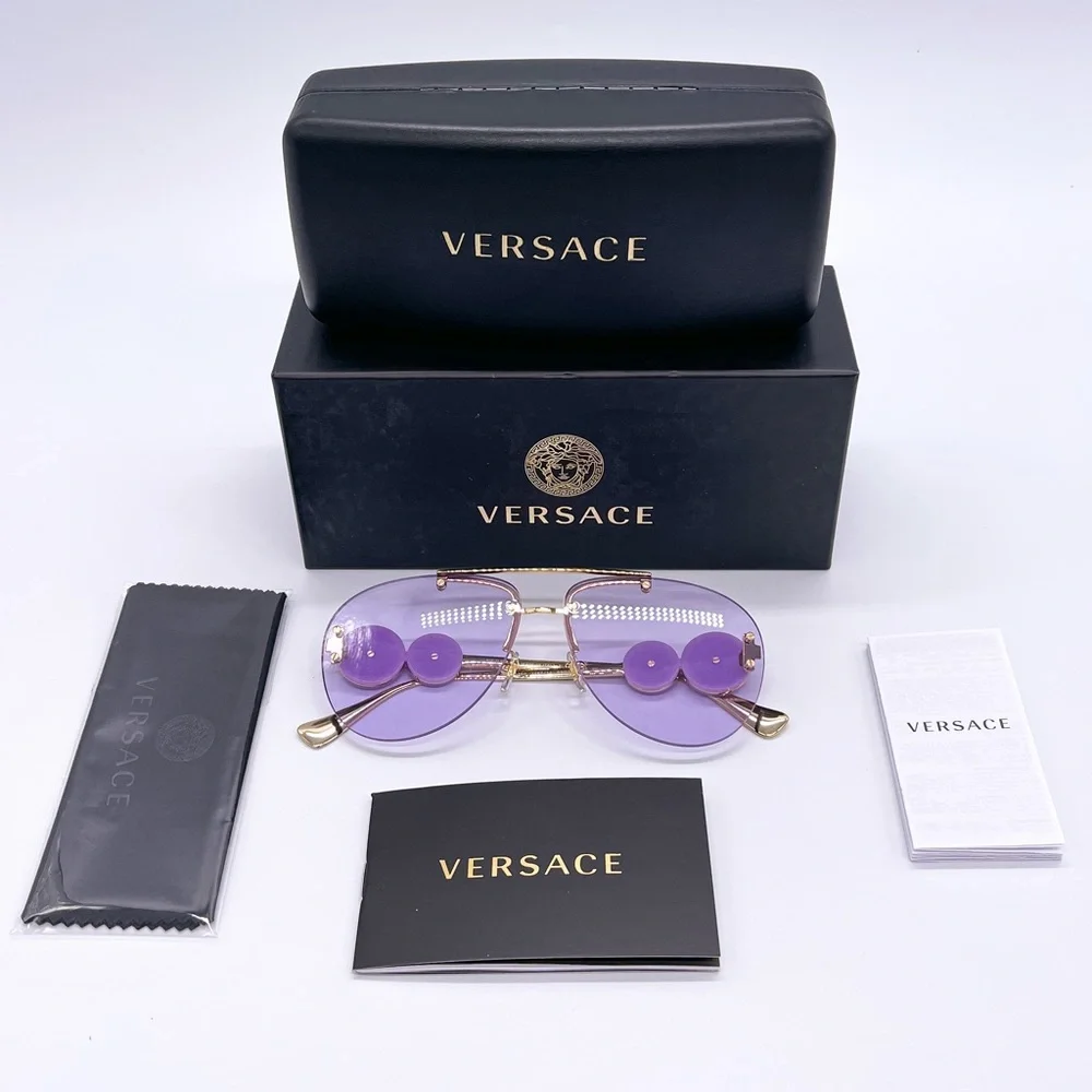 NEW VERSACE VE2250 14871A AVIATOR SUNGLASSES VERSACE MOD 2250 PURPLE_13